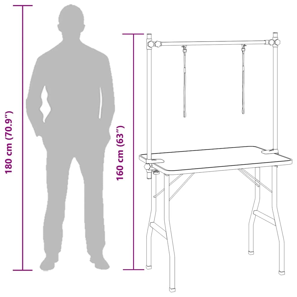 vidaXL Table de Toilettage Ajustable pour Chiens Chats 2 Potences Animaux