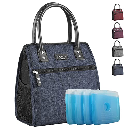 Nicole Miller Insulated Lunch Bag Tote Thermal Soft Side Wide-Open Cooler Ice Bag Lunch Box for Food with Drink Bottle Holder for Women, Men, Picnic, Boating, Beach, Fishing & Work