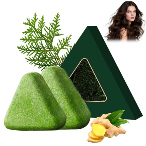 Champú Sólido Verde con Diseño Triangular - Usnea y Ginseng - Limpieza Profunda sin Residuos - Cabello Graso - 3 Unidades