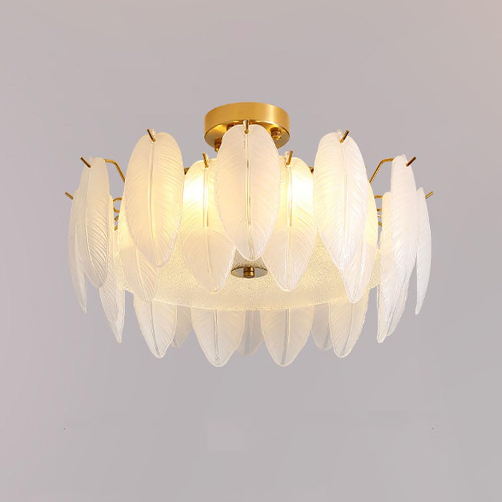 KXEcoLife E27 French crystal glass ceiling lamp, modern chandelier for princess room, living room bedroom study combination lamps and lanterns,B,40CM