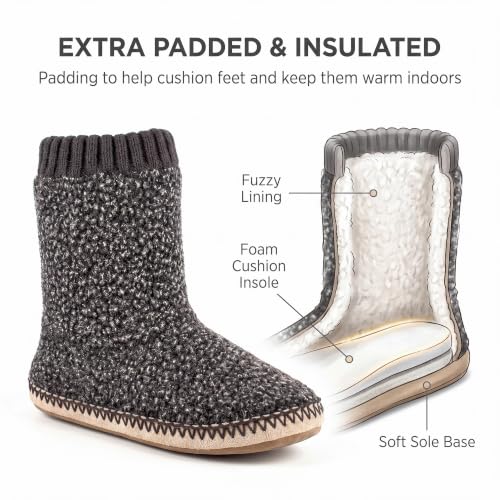 Image of cosyone1997 Boot Slippers for Men Indoor Non Slip Soft Sole | Textured knit upper, fuzzy lining, ankle-high coverage and cushioned insole for cold floors; machine washable