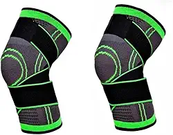 Kit com 2 Itens de Joelheira de Compressão Ajustável Antideslizante para Alívio de Dor e Suporte no Joelho – Ideal para Esportes, Corrida e Recuperação