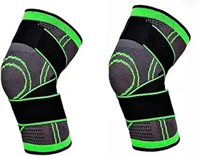 Kit com 2 Itens de Joelheira de Compressão Ajustável Antideslizante para Alívio de Dor e Suporte no Joelho – Ideal para Esportes, Corrida e Recuperação