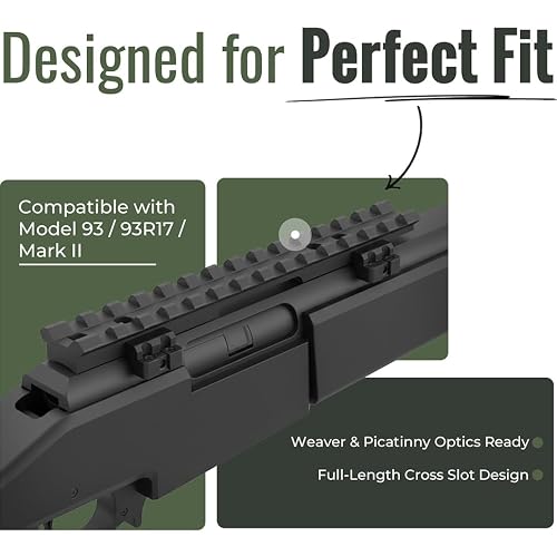 Gotical 5.8in Long Scope Rail Mount 93 / 93r17 / Mark II w/1-5/8 Aluminum Construction Matte Black Anodizing, 20 in/lbs, Mounting Hardware #8-40 X 1/4 Screws