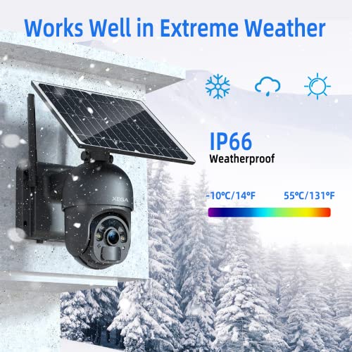 Xega 4G Lte Cellular Security Camera Outdoor Solar Camera Wireless, 2K Hd Color Night Vision Ptz 360° View, Smart Pir Motion Detection, 2 Way Talk, No Wifi, Sim Card Included, Ip66 - Us Version #TOP4