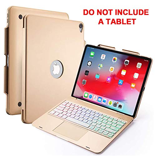 Ipad Pro 12.9 2018 Tastaturhülle Mit Touchpad, 7 Farbe Von Hinten Beleuchtet Drahtlose Ipad-Tastatur Und Stifthalter, Mit Auto