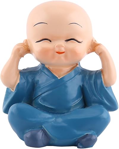 Hear NResin - Adorno de manualidades de cuatro pequeños monjes de Buda, Figuo Evil See No Evil Statues Novicios 10 × 9 × 6 Adornos de resina para