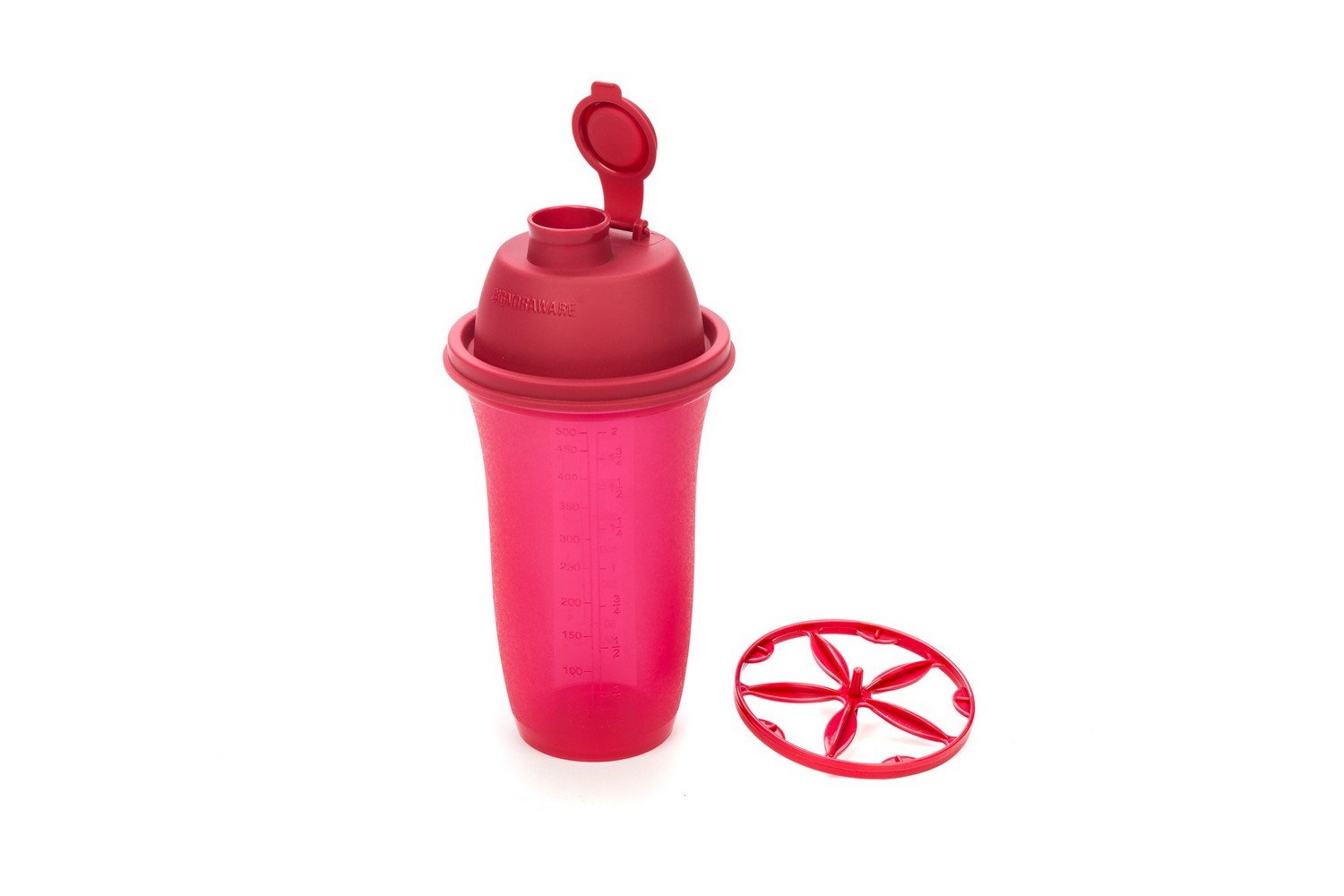 Signoraware Shake N Shake Plastic Container, 500 ml/60 mm, Cranberry Red (Set of 1)