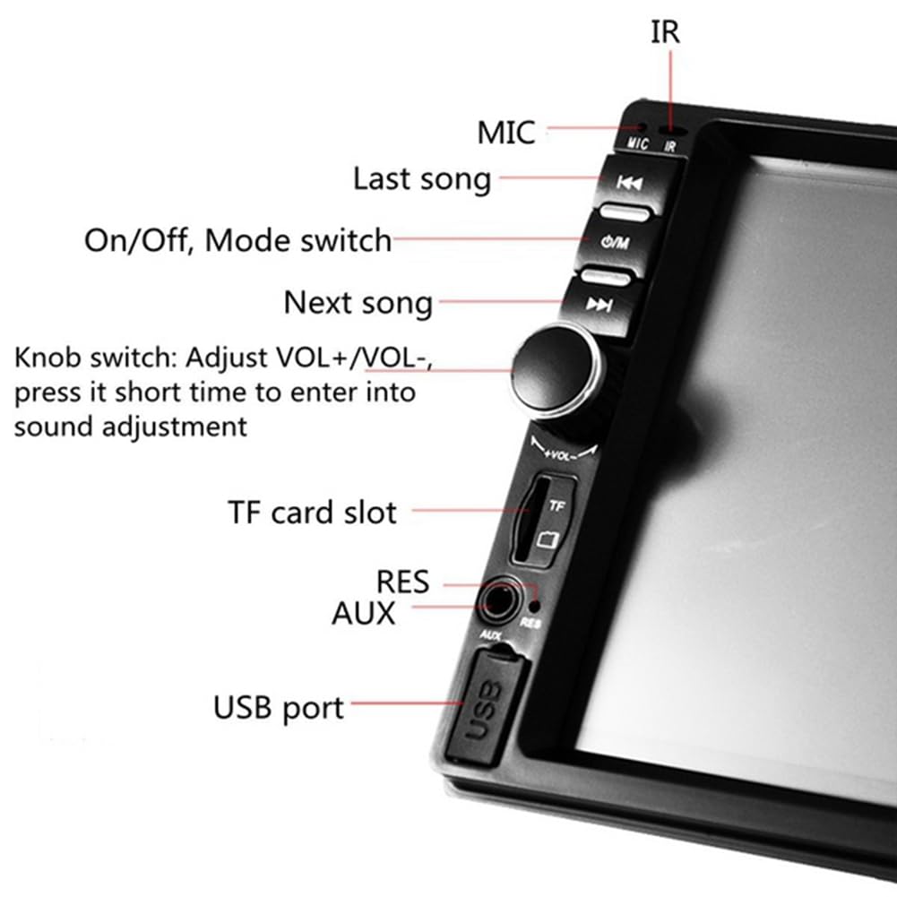 Reproductor universal de radio de coche de 7 pulgadas, 2 DIN, pantalla táctil, estéreo, MP5, Bluetooth, multimedia con cámara 7018B