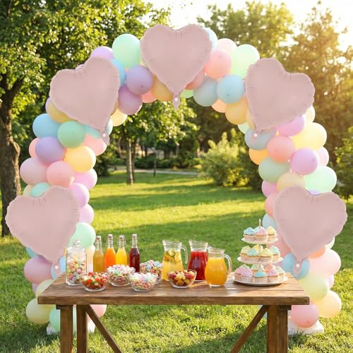 Image of 12 Pcs Pink Heart Balloons,18 Inch Heart Foil Balloons Love Balloon Valentine Balloon for Birthday Party Wedding Engagement Party Baby Shower Valentine Day Decorations