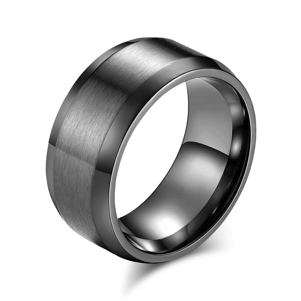 Bague Alliance Homme Acier Inoxydable Large 12mm Pipe Cut Comfort Fit