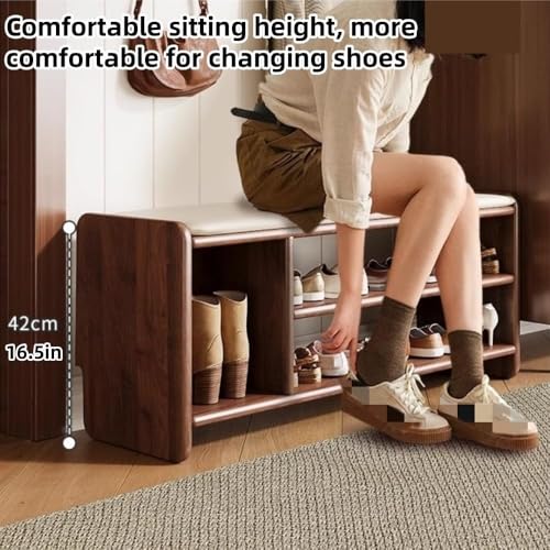 Banc à chaussures contre le désordre du salon avec assise rembourrée confortable en bois - 7