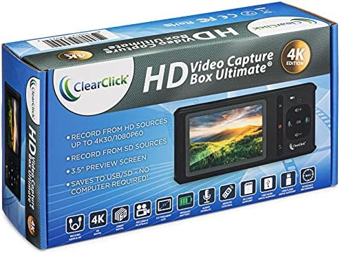 ClearClick HD Video Capture Box Ultimate (4K Edition) - Record and Stream Video from HDMI (Up to 4K30) and AV Video Sources, No Computer Required