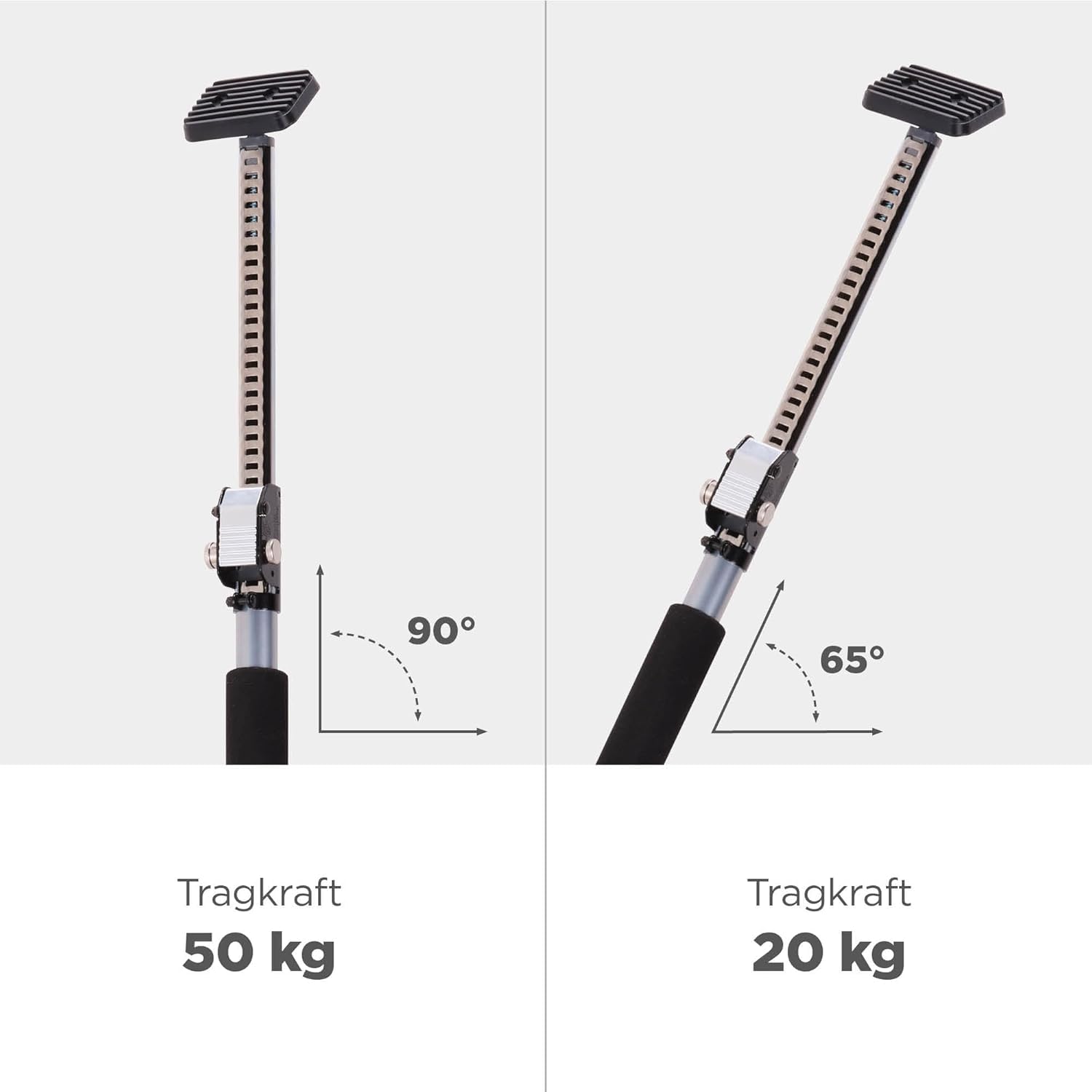 blizz-z Montagestütze Lochraster höhenverstellbar 0,75-1,25 m, Tragkraft: 60 kg | Einhand-Deckenstütze, Teleskopstütze für Gipskarton-, OSB-Platten bei Dachschrägen, Deckenbereich