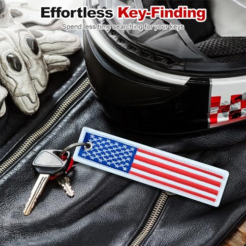 Image of Premium Motorcycle Keychain - Durable Embroidered Flag Key Tag for Riders of Cars, ATV, Dirt Bikes & More