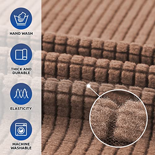 Kekuou Stretch Loveseat Sofa Cover Slipcover,Couch Covers For 2 Cushion Couch Sofa (55"-79") Furniture Protector Sofa With Elastic Bottom For Kids,Dog. Jacquard Small Checked(Medium,Camel) #TOP3