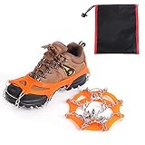 ✔Apto para casi todos las botas. Las cadenas soldadas de acero inoxidable evitan que se afloje o rompa durante el uso. Las distribuciones de las puntas equilibran los peso y presiones para un uso cómodo de larga duración. Además, para los deportes glaciares complejos, se recomienda elegir crampones más profesionales.