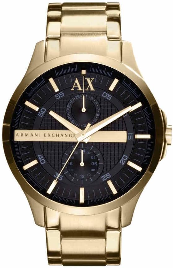 Armani Exchange Herren-Dreizeiger-Datumsanzeige, Edelstahluhr, Gehäusegröße 46 mm