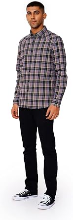 Royal Enfield Lt Flannel Shirt for Men 100% Cotton Button Down Plaid Shirts Long Sleeves Checkered Relaxed Fit Mens Shirt