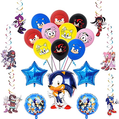 Sonic The Hedgehog Fiestas Decoración, 21PCS Decoracion Cumpleaños Sonic Globos, Sonic de Tema de...