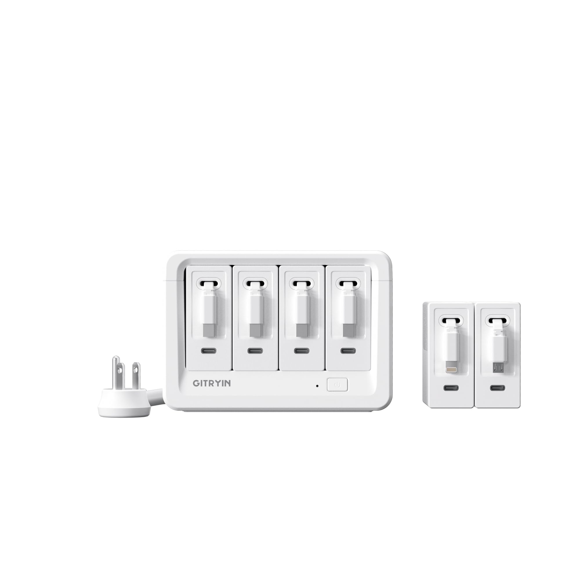 Gitryin 1 Micro USB 1 Lightning 4 Type-C Retractable Wall Chargers and 8-in-1 Desktop Charging Station
