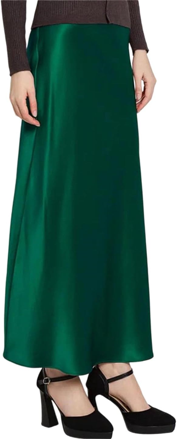 Womens Elastic Waist Satin Comfortable Casual Daily Wear Skirt