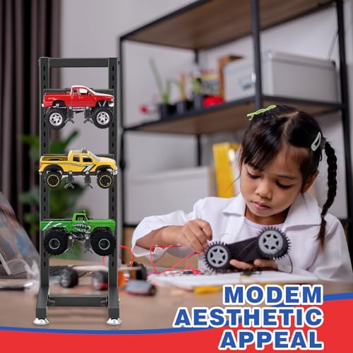 Image of AceOrbit Rc Car Stand 5 Layer Adjustable Wall Mount Car Display Rack with Screws Crawler 8 inch x 9 inch x 24 inch Storage System for 1 /10 1 /12 1 /18 1 /24 1 /32 Multiple Scale Cars /Trucks Stand Shelf(Black)