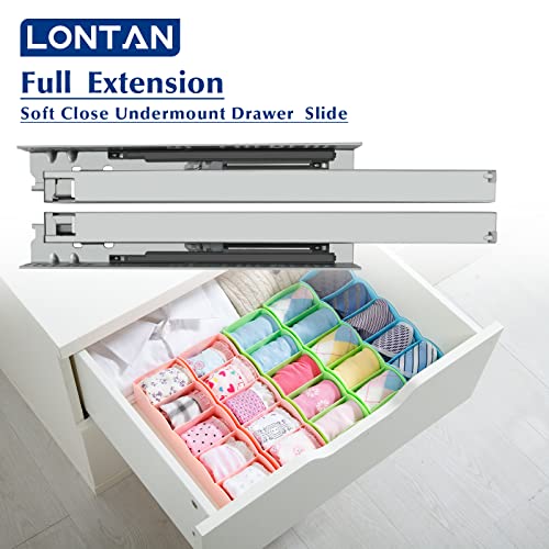 LONTAN 6 Pair 22 Inch Undermount Drawer Slides Soft