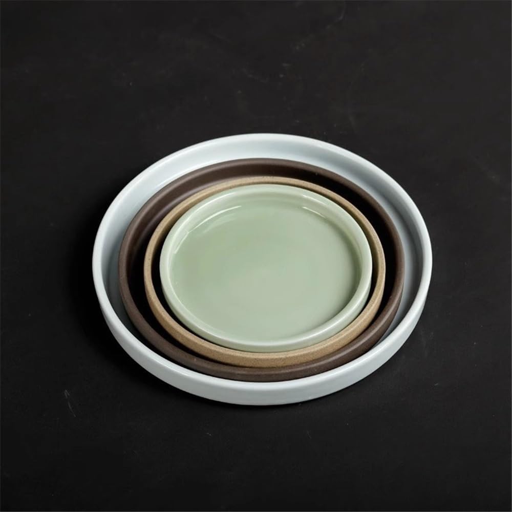Versatile Sottovaso Rotondo for Piante, Vassoio raccogligocce for Fiori in Ceramica(Bianco,XL)