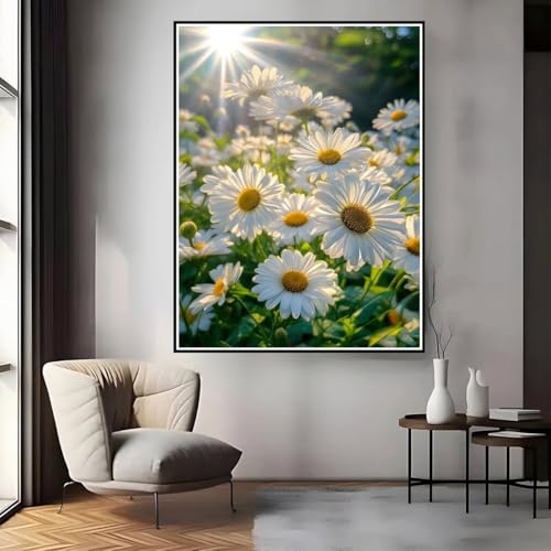 Tableau diamant art marguerite loisir creatif peinture diamant adulte enfant fleurs 5D