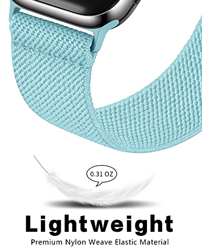 Image of AMANECER Stretchy Nylon Watch Band Compatible with Apple Watch Series 11 /10 /9 /8 /7 /6 /5 /4 Ultra 3 /2 /1 SE, Adjustable Braided Elastic Sport Solo Loop Straps for iWatch Women Men (Sky Blue, 44 /45 /46 /49MM)