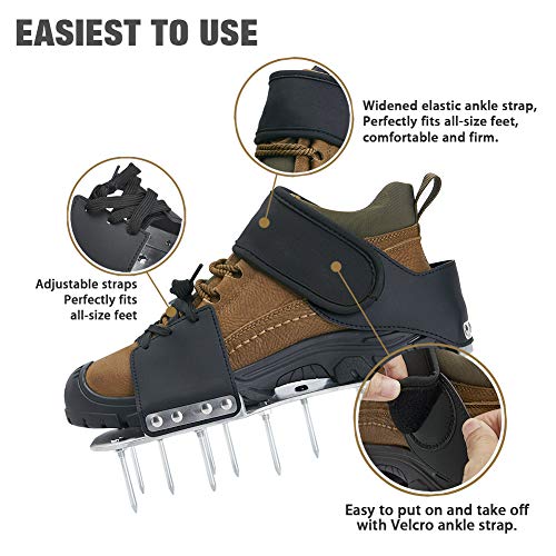 Leweio Lawn Aerator Shoes, Metal Spike Sandals for Aerating Lawn - Effectively Aerating Soil for Plants Health, Pre-Assembled Grass Aerator Tools for Yard,Revives Lawn Health