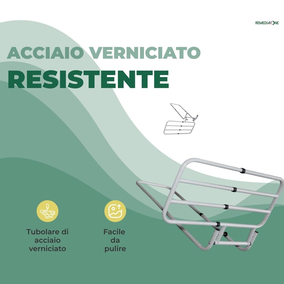 Sponda Letto Matrimoniale Universale Anticaduta, Sponda Letto Anziani e Disabili Ribaltabile, Regolabile - 50–71cm, Bianca