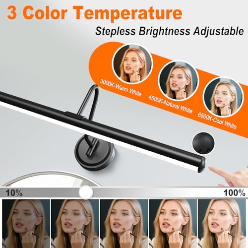 Image of Battery Operated Vanity Lights, Magnetic Mount Bathroom Light Fixture Over Mirror with Remote, Dimmable 3 Color Temp Timer, 22.8 Inch Makeup Mirror Light Bar for Bathroom Bedroom Dressing Table