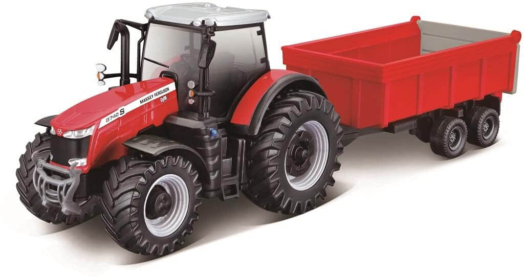 Bburago 10CM Massey Ferguson 8740S Tractor with Trailer, Assorted Colors