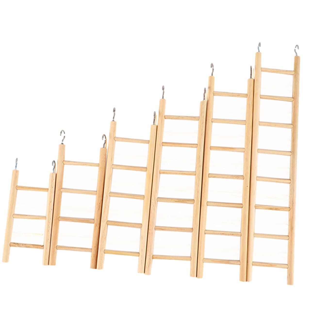 BELLIFFY Parrot Wooden Ladder 6 Pieces Pet Bird Ladders Bird Climbing Ladder Grinding Claw Toy Bird Biting Ladder for Exercise Play