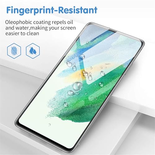Galaxy S21 FE Screen Protector and Camera Protector, [3 Screen Protectors+3 Camera Protectors][Support Fingerprint] Tempered Glass Screen Protector for Samsung Galaxy S21 FE 5G