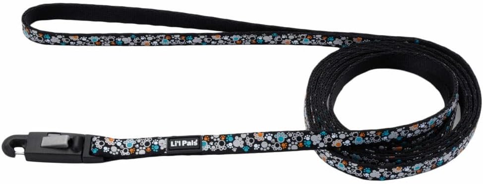 Coastal - Li’l Pals Reflective Leash - Extra-Narrow Width and E-Z Snap - Red with Reflective Bones and Triangles - 3/8” x 6’ (Pack of 2)