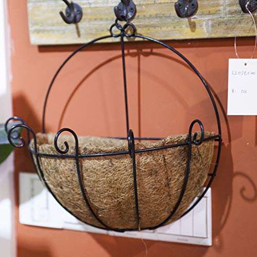 Doitool Porch Decorations Outdoor 14 Inch Iron Wall Hanging Planters Basket Half Round Plant Flower Wall Holder With Coir Liner Plant Hanger Decoration For Garden Porch Balcony Half. Moon Basket #TOP2