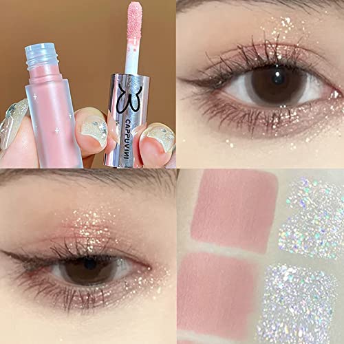 Rosarden Double Head Liquid Glitter Matte Eyeshadow, 2-In-1 Shimmer Eyeliner With Cream Velvet Matte Eyeshadow, Waterproof Long Lasting Quick Drying High Pigmented Sparkle Eyeshadow For Eye Makeup #TOP1