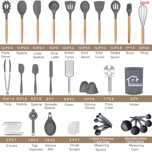 UXIYI Silicone Kitchen Utensils Set, 43pcs Silicone Kitchen Cooking Utensil Set - Image 2