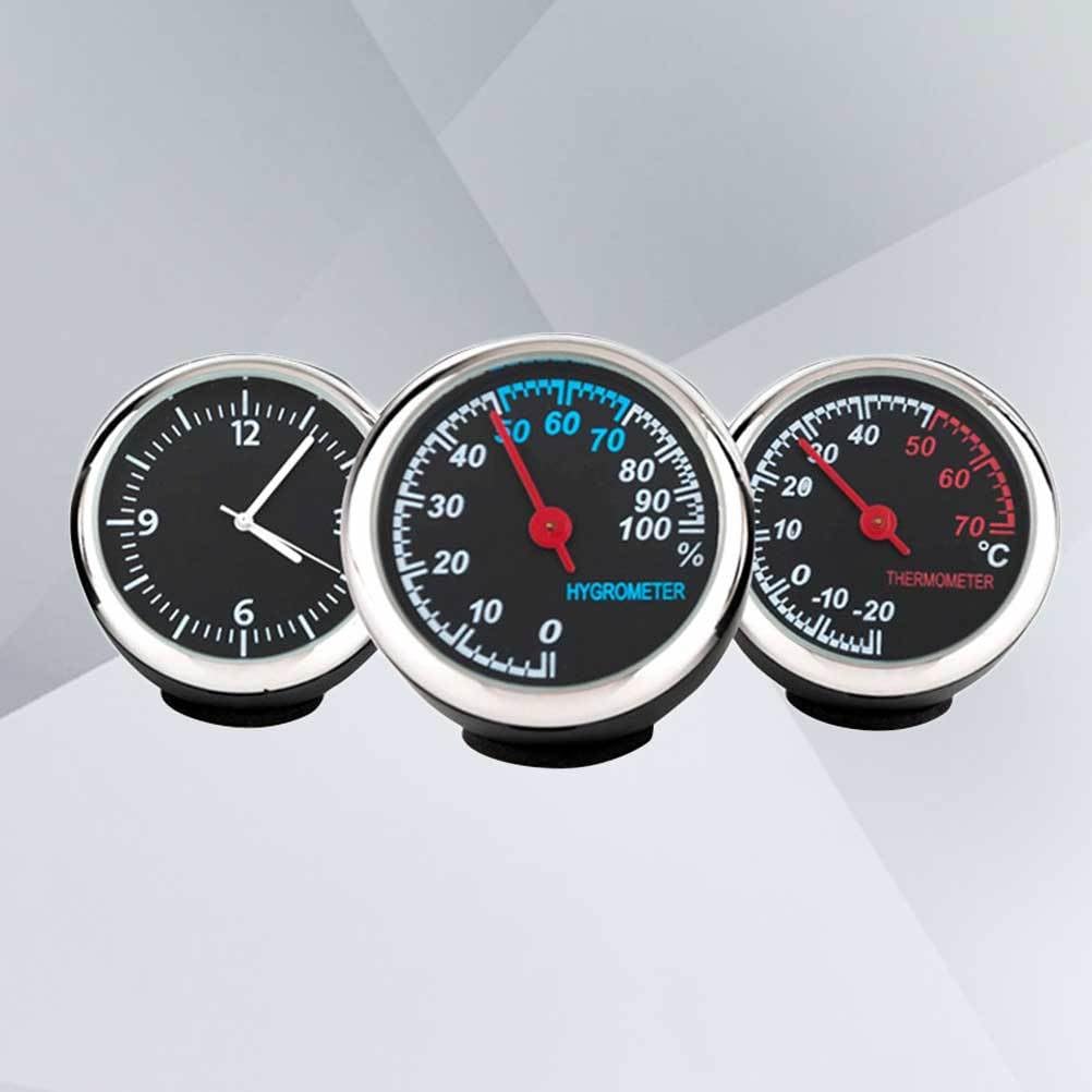 Gatuida 3 Stück Auto Uhr Thermometer Hygrometer Analog Armaturenbrett Anzeige Wasserdicht 4.0x0.8 cm Leuchtend für Pkw LKW Fahrzeug Wohnmobil Innenraum Dekoration Reise Instrumente Mechanisch Zubehör