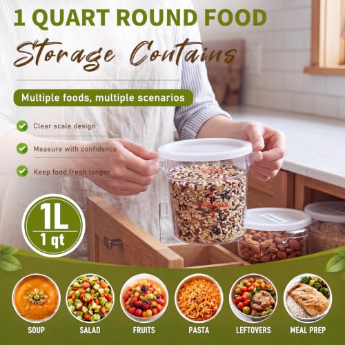 Image of Ziliny 1 Pcs 1 Qt Dough Proofing Container with Lid and Red Scale, White