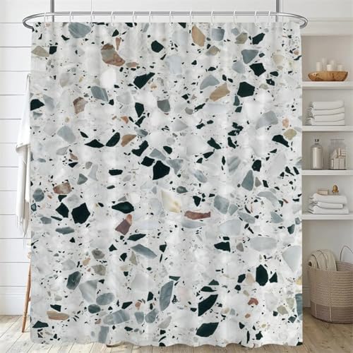 Rideau de douche imprimé quartz minimaliste polyester imperméable 135x190
