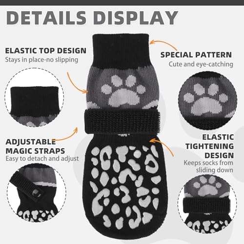 Image of Mihachi Anti Slip Dog Socks, Dog Boots for Hot /Cold Pavement for Hardwood Floors Prevent Licking, Traction Control Waterproof Rubber Sole Paw Protectors for Small Medium Large Senior Dogs, Black XS