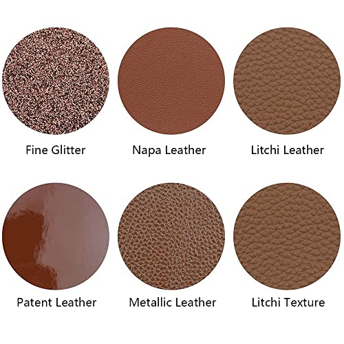 Litchi 6 Pack 8x12 Inch Faux Leather Sheets for Bow Earring, Easy to Cut Vinyl Fabric for Cricut, Durable Fade Resistant Leatherette Without Smell, Coffee