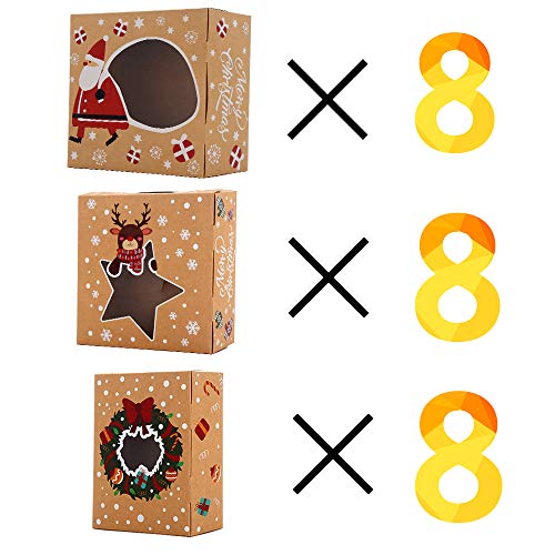 Veylin Christmas Cookie Pastry Box, Holiday Cookie Boxes With Transparent Window For Goody Cookie Cupcake Bakery(24Pack) #TOP2