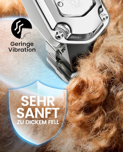 oneisall Leise Hundeschermaschine mit Metall-Führungskamm, Schermaschine Hund profi kabellos, Hochleistungs Tierhaarschneidemaschine für Dickes/Lockiges/Feines/Langes/Gewelltes Haar (Silber)