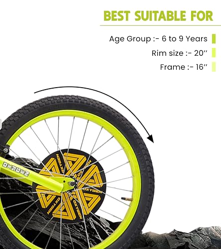 Image of OXYGEN Skoda 20T Kids Cycle 20 Inch Bicycle for Kids 6-9 Years with Training Wheels, Steel Frame, Non Geared BMX Cycle with Basket & Backrest, Boys Girls Children Bike, Metallic Green
