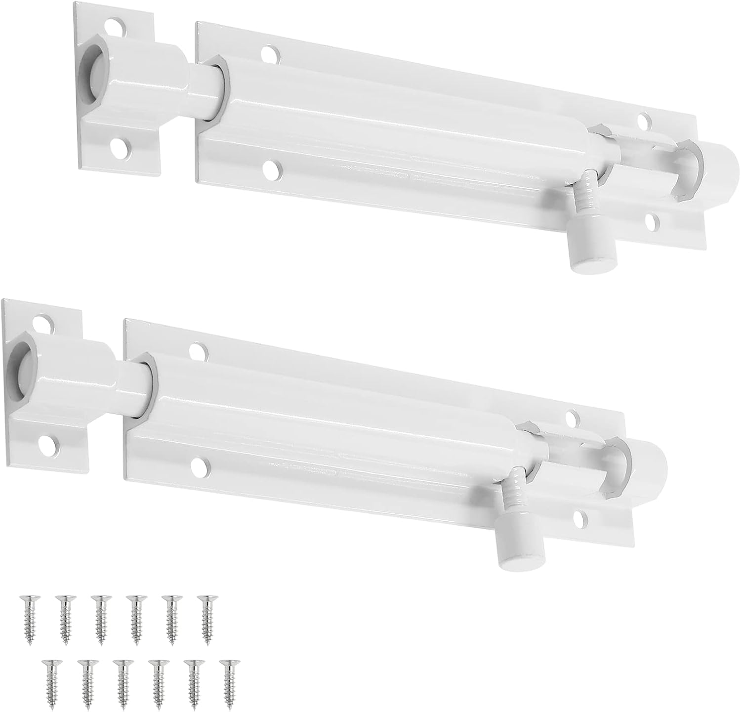 Bivethoi 2 PCS 4 Inch Barrel Bolt Latch White Door Latch Hardware, Small Slide Latch Lock Heavy Duty Security Bolt, Aluminum Alloy Gate Slide Lock Latch Mini Warehouse Garage Door Latch (1.3mm Thick)